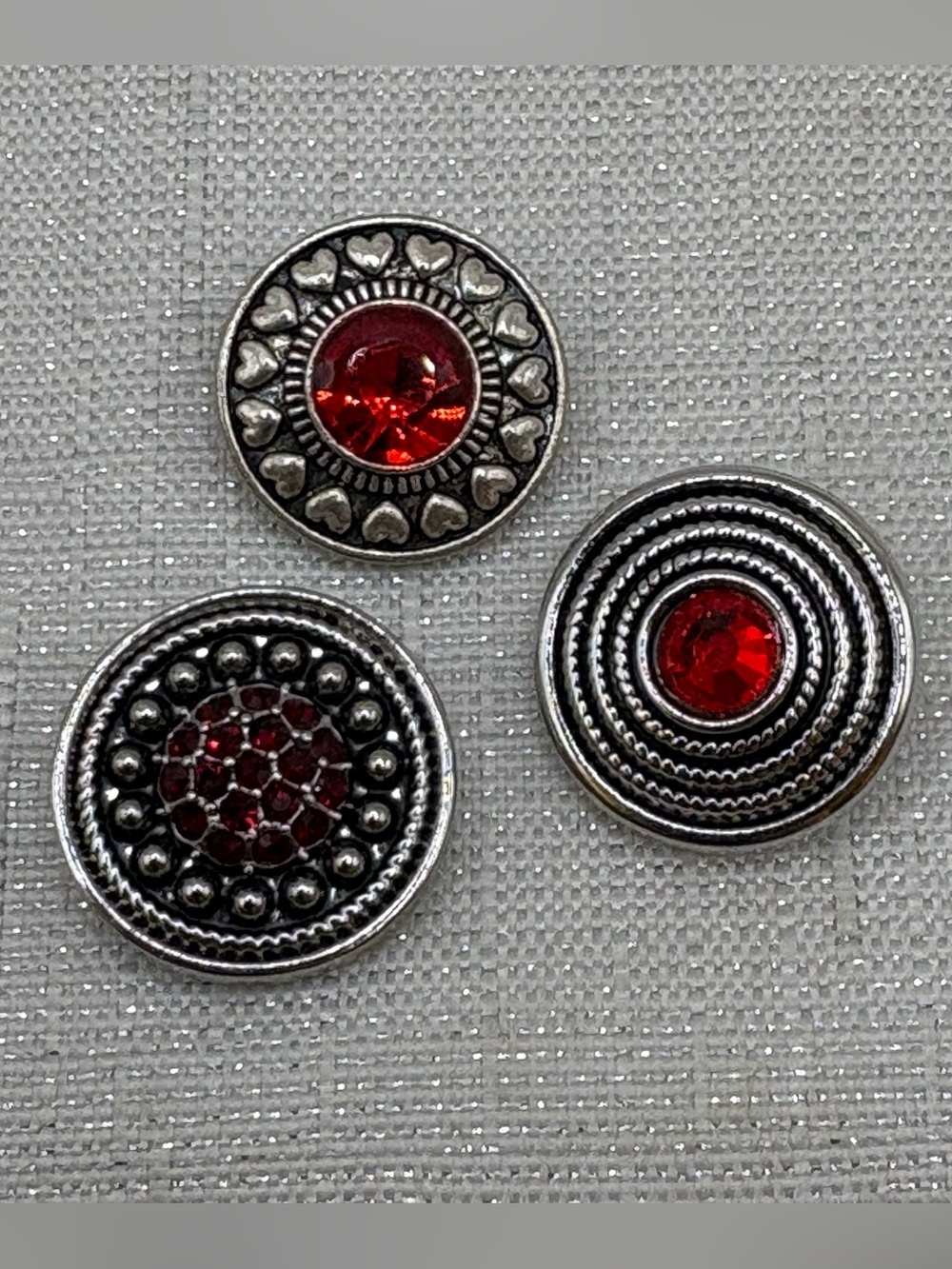 RED BUNDLE - SET of 3 - Snap Button Charms - 18mm/20mm
